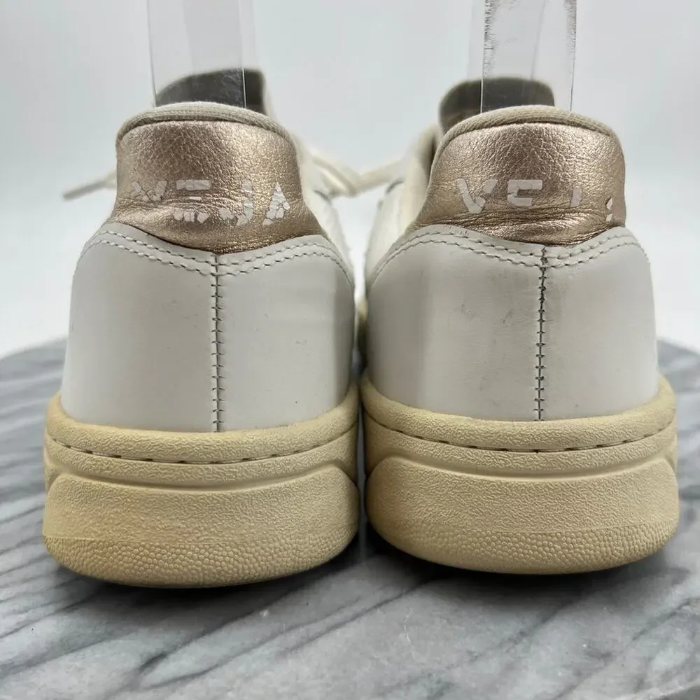 Veja Womens 8 Shoes Metallic Taupe V10 T1 Leather Sneakers Trainers Lace Up